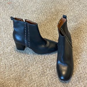 Sanchez Studded Black Booties- REAL LEATHER